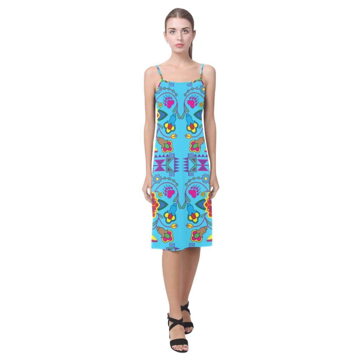Geometric Floral Winter-Sky Blue Alcestis Slip Dress (Model D05) Alcestis Slip Dress (D05) e-joyer