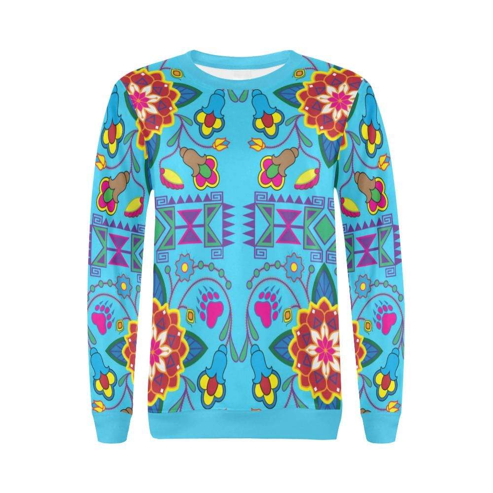 Geometric Floral Winter-Sky Blue All Over Print Crewneck Sweatshirt for Women (Model H18) Crewneck Sweatshirt for Women (H18) e-joyer