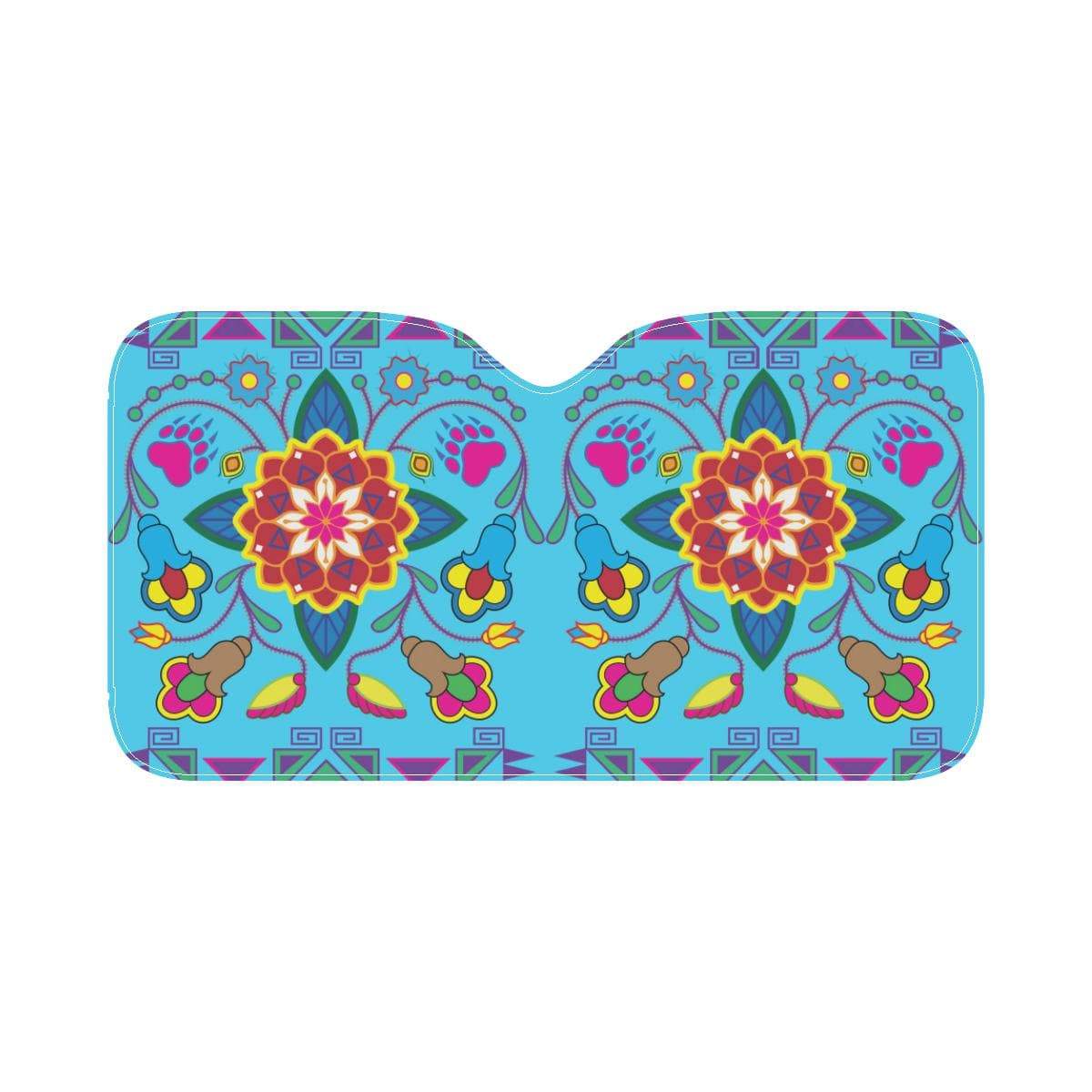 Geometric Floral Winter-Sky Blue Car Sun Shade 55"x30" Car Sun Shade e-joyer