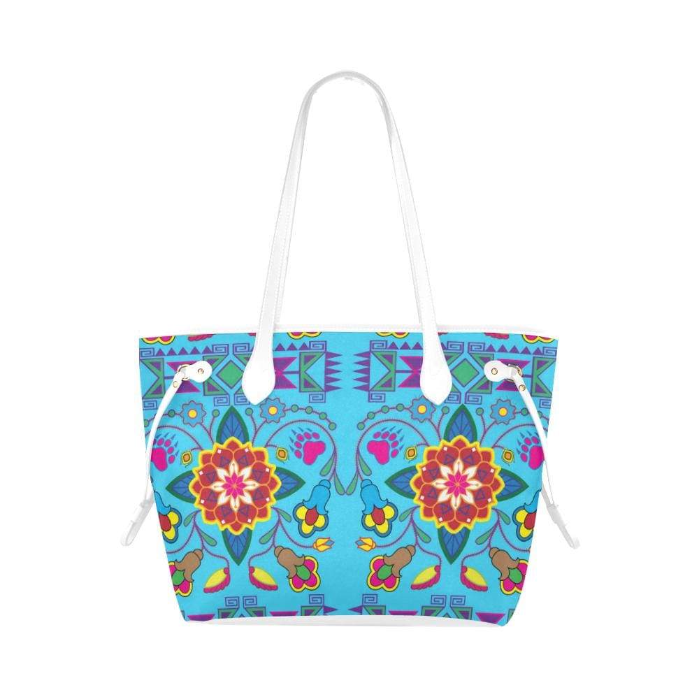 Geometric Floral Winter - Sky Blue Clover Canvas Tote Bag (Model 1661) Clover Canvas Tote Bag (1661) e-joyer