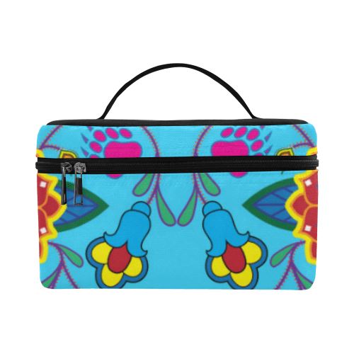 Geometric Floral Winter-Sky Blue Cosmetic Bag/Large (Model 1658) Cosmetic Bag e-joyer