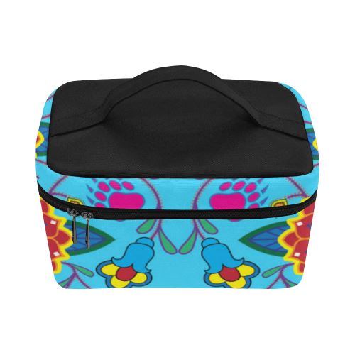 Geometric Floral Winter-Sky Blue Cosmetic Bag/Large (Model 1658) Cosmetic Bag e-joyer