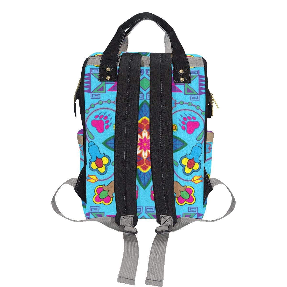 Geometric Floral Winter-Sky Blue Multi-Function Diaper Backpack (Model 1688) Diaper Backpack (1688) e-joyer
