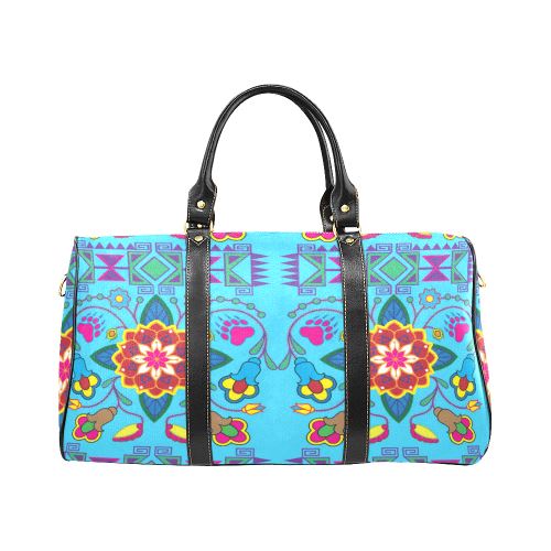 Geometric Floral Winter-Sky Blue New Waterproof Travel Bag/Large (Model 1639) Waterproof Travel Bags (1639) e-joyer