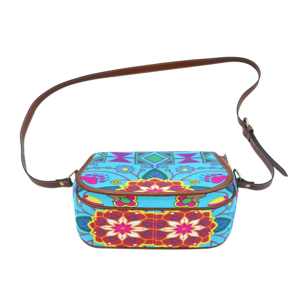 Geometric Floral Winter - Sky Blue Saddle Bag/Small (Model 1649) Full Customization Saddle Bag/Small (Full Customization) e-joyer