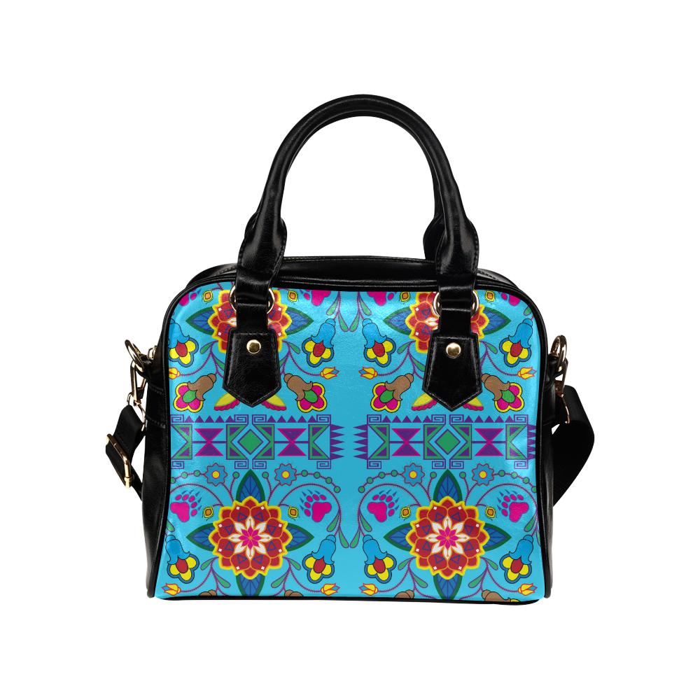 Geometric Floral Winter-Sky Blue Shoulder Handbag (Model 1634) Shoulder Handbags (1634) e-joyer
