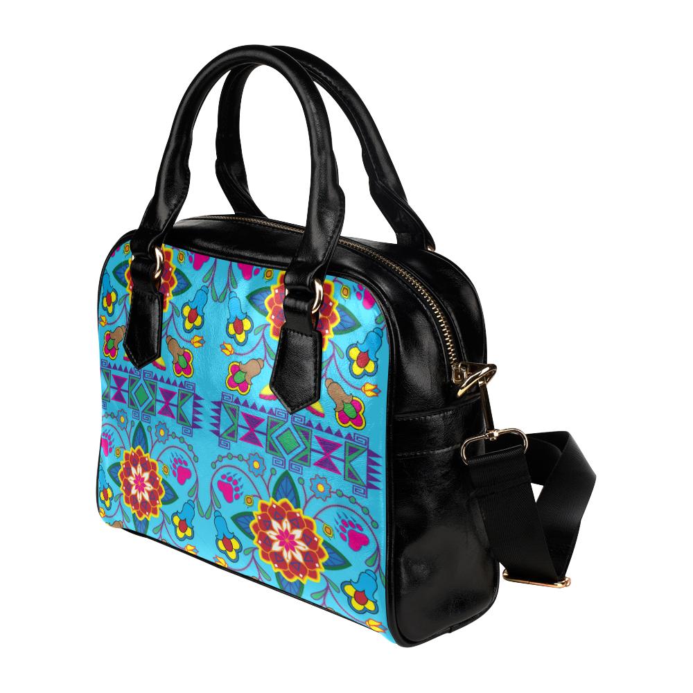 Geometric Floral Winter-Sky Blue Shoulder Handbag (Model 1634) Shoulder Handbags (1634) e-joyer