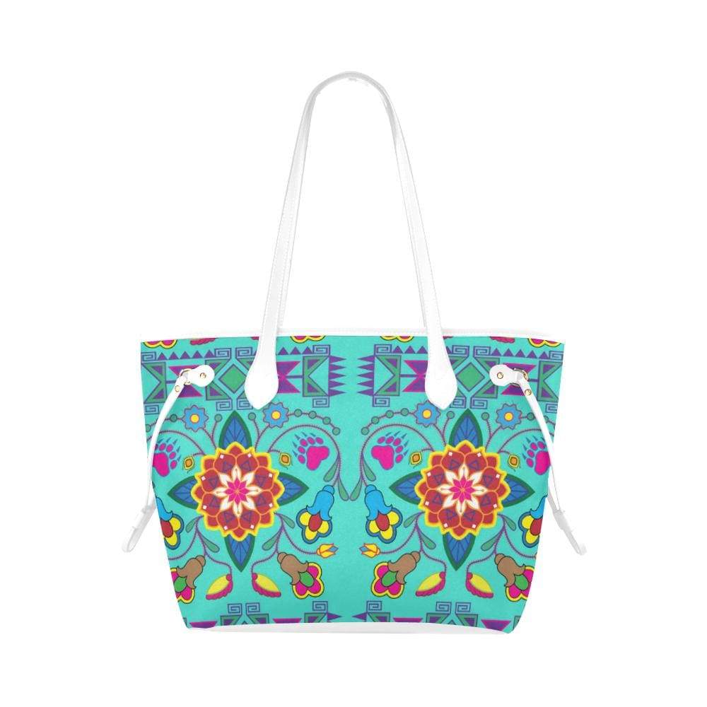 Geometric Floral Winter - Sky Clover Canvas Tote Bag (Model 1661) Clover Canvas Tote Bag (1661) e-joyer