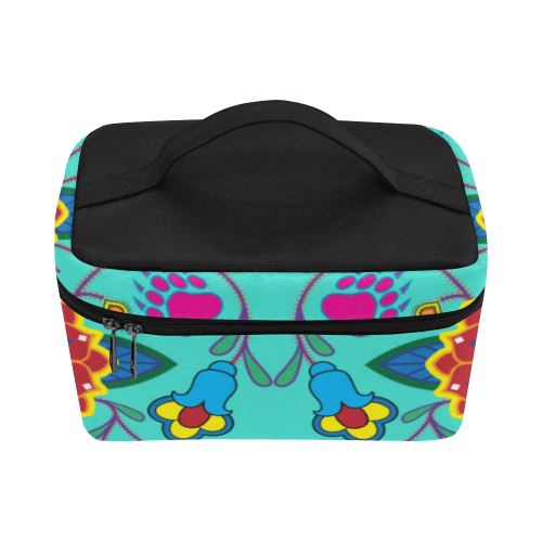 Geometric Floral Winter-Sky Cosmetic Bag/Large (Model 1658) Cosmetic Bag e-joyer