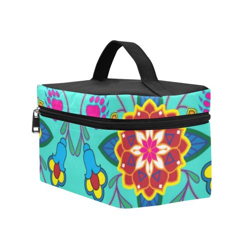 Geometric Floral Winter-Sky Cosmetic Bag/Large (Model 1658) Cosmetic Bag e-joyer