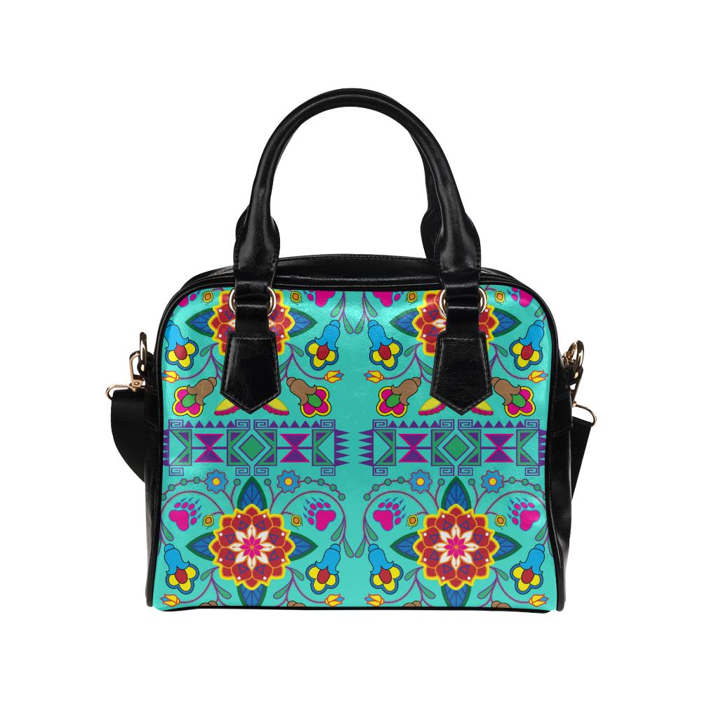 Geometric Floral Winter-Sky Shoulder Handbag (Model 1634) Shoulder Handbags (1634) e-joyer