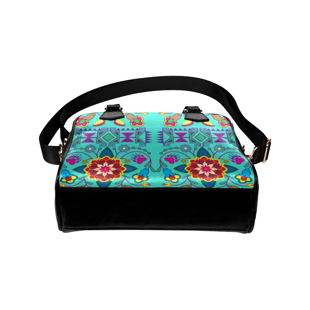 Geometric Floral Winter-Sky Shoulder Handbag (Model 1634) Shoulder Handbags (1634) e-joyer