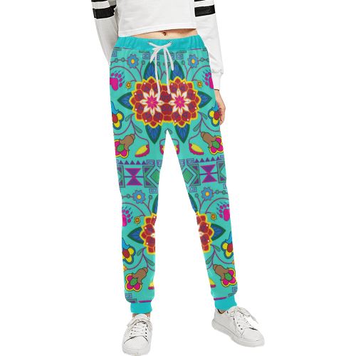 Geometric Floral Winter-Sky Women's All Over Print Sweatpants (Model L11) Women's All Over Print Sweatpants (L11) e-joyer