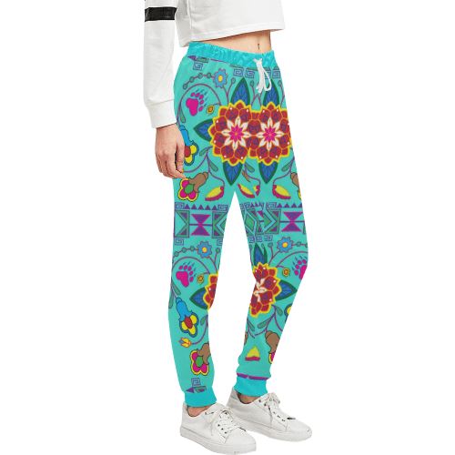 Geometric Floral Winter-Sky Women's All Over Print Sweatpants (Model L11) Women's All Over Print Sweatpants (L11) e-joyer