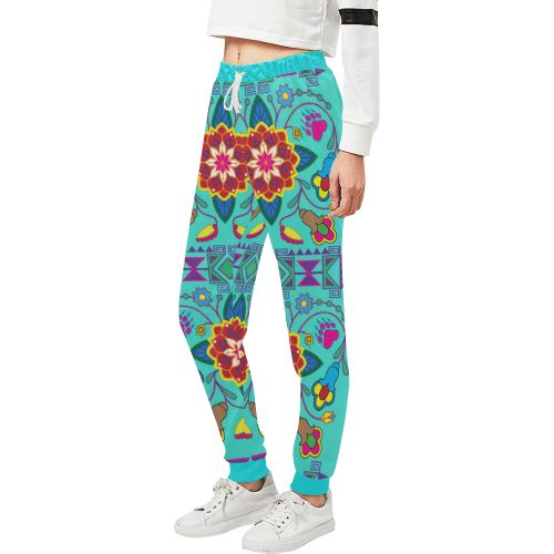 Geometric Floral Winter-Sky Women's All Over Print Sweatpants (Model L11) Women's All Over Print Sweatpants (L11) e-joyer