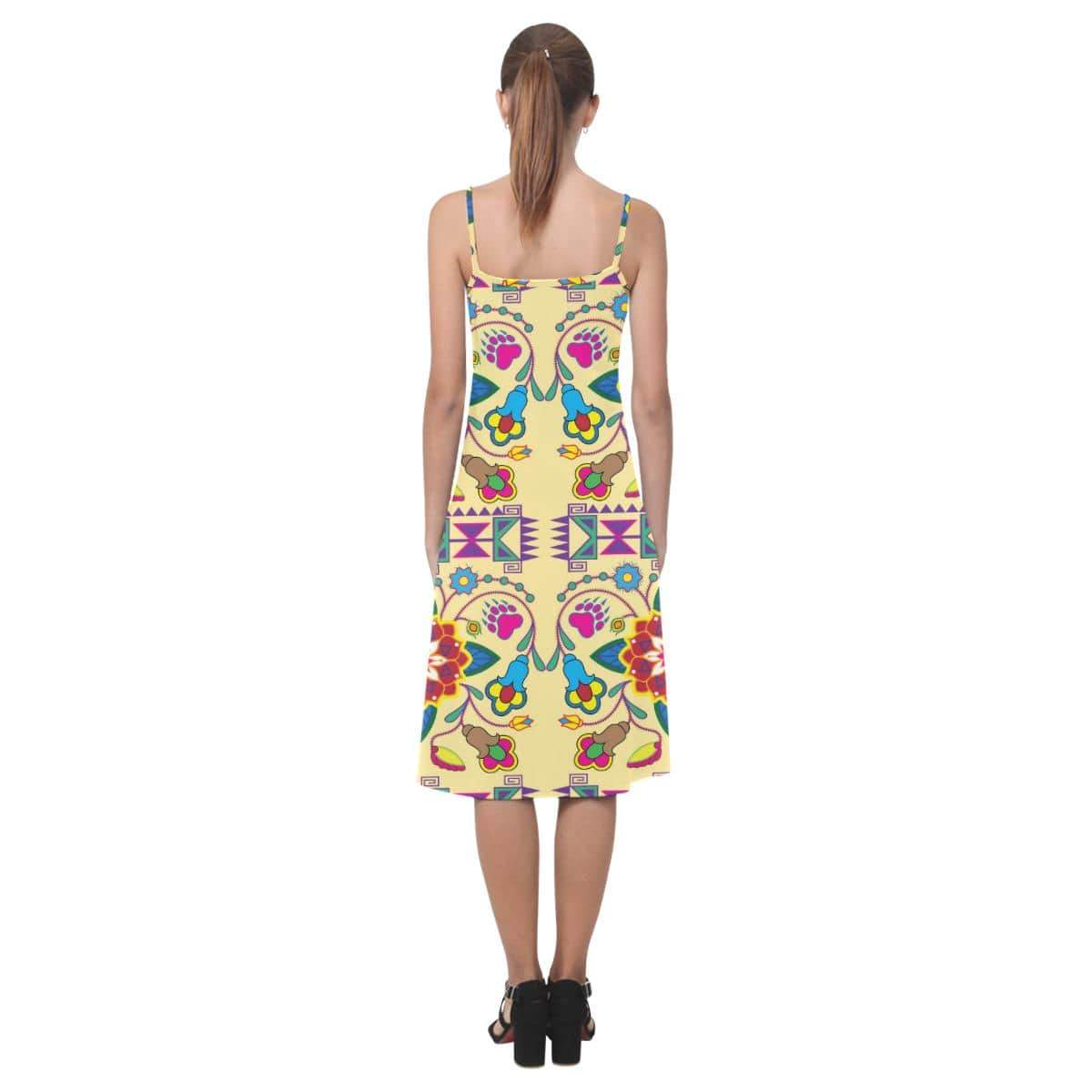 Geometric Floral Winter - Vanilla Alcestis Slip Dress (Model D05) Alcestis Slip Dress (D05) e-joyer