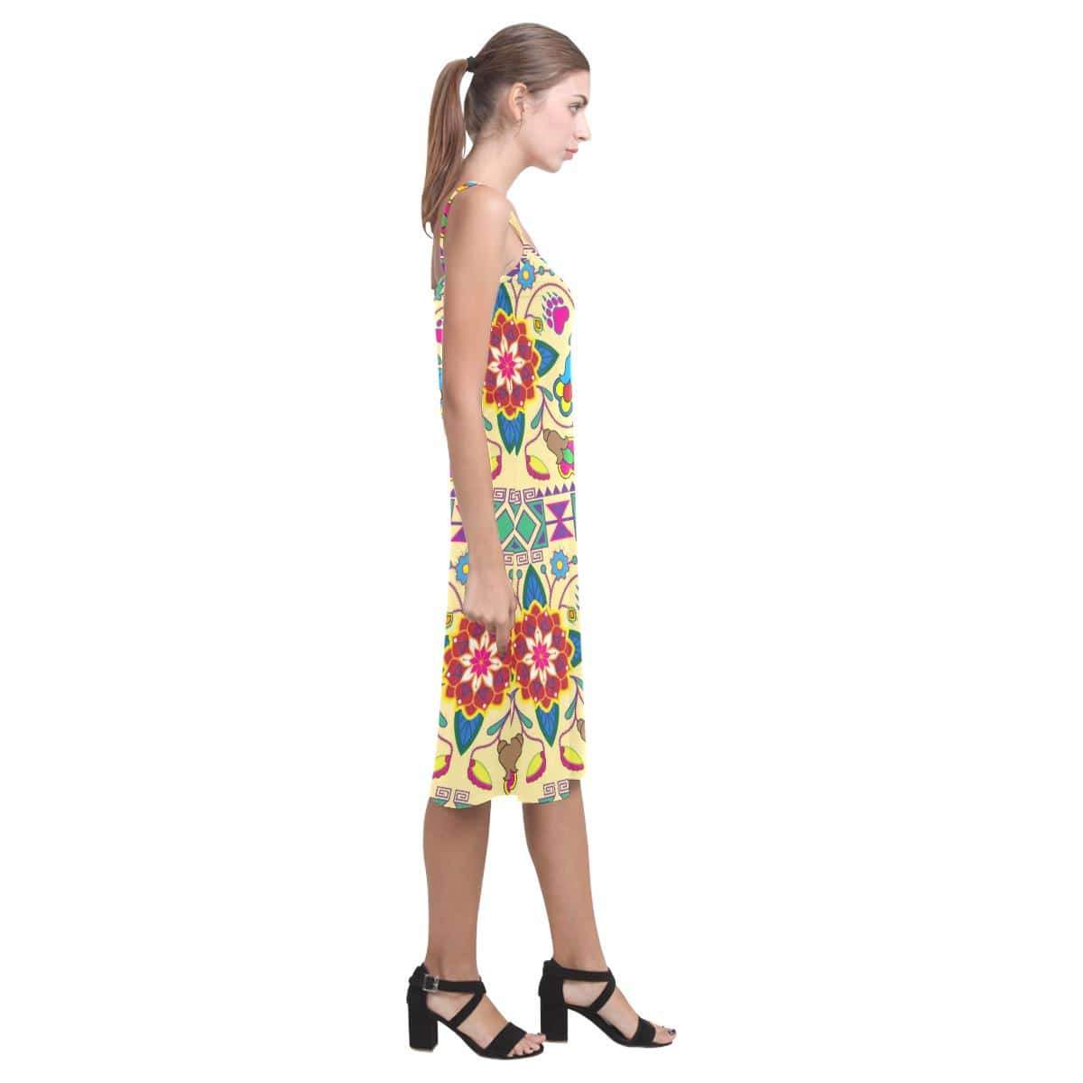 Geometric Floral Winter - Vanilla Alcestis Slip Dress (Model D05) Alcestis Slip Dress (D05) e-joyer