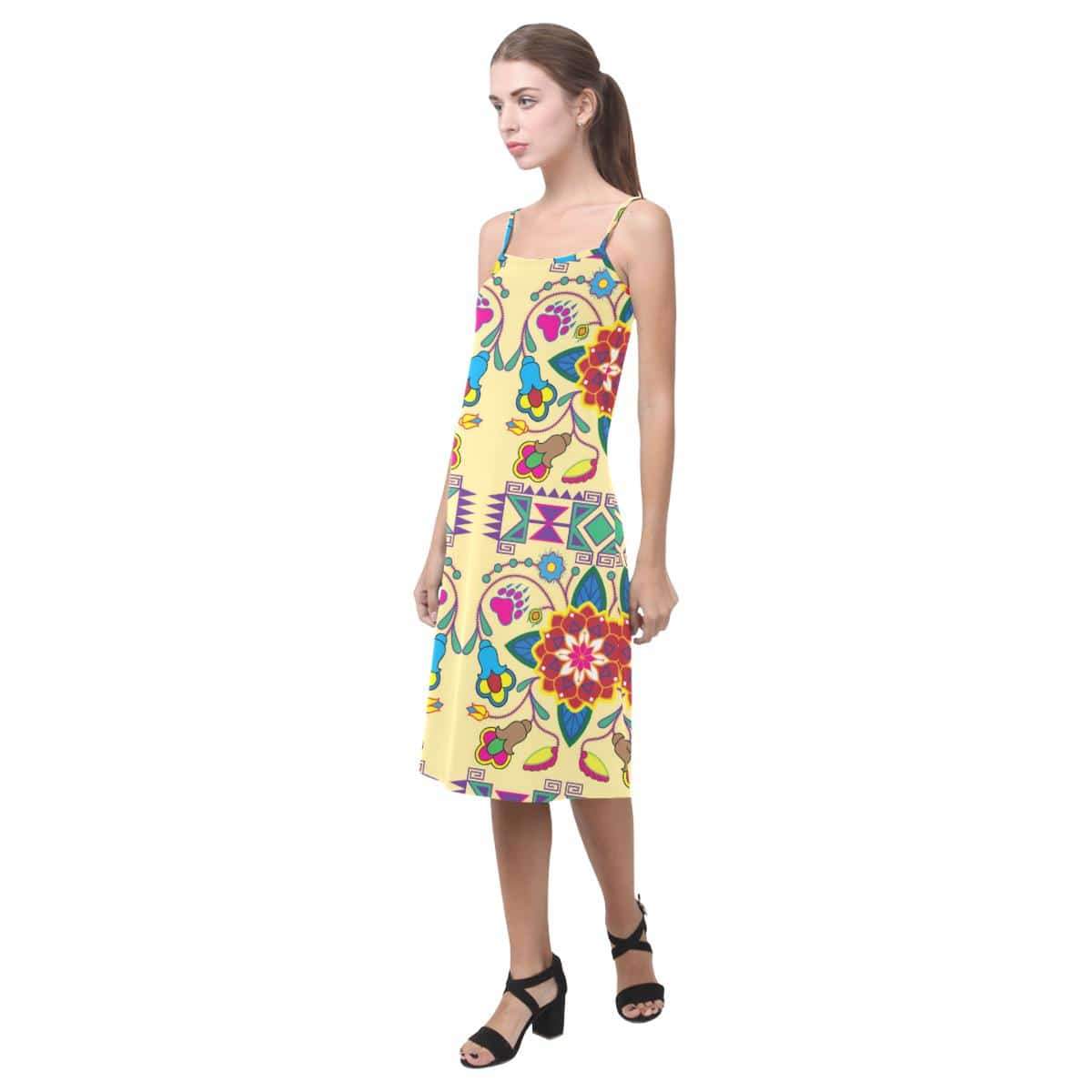 Geometric Floral Winter - Vanilla Alcestis Slip Dress (Model D05) Alcestis Slip Dress (D05) e-joyer