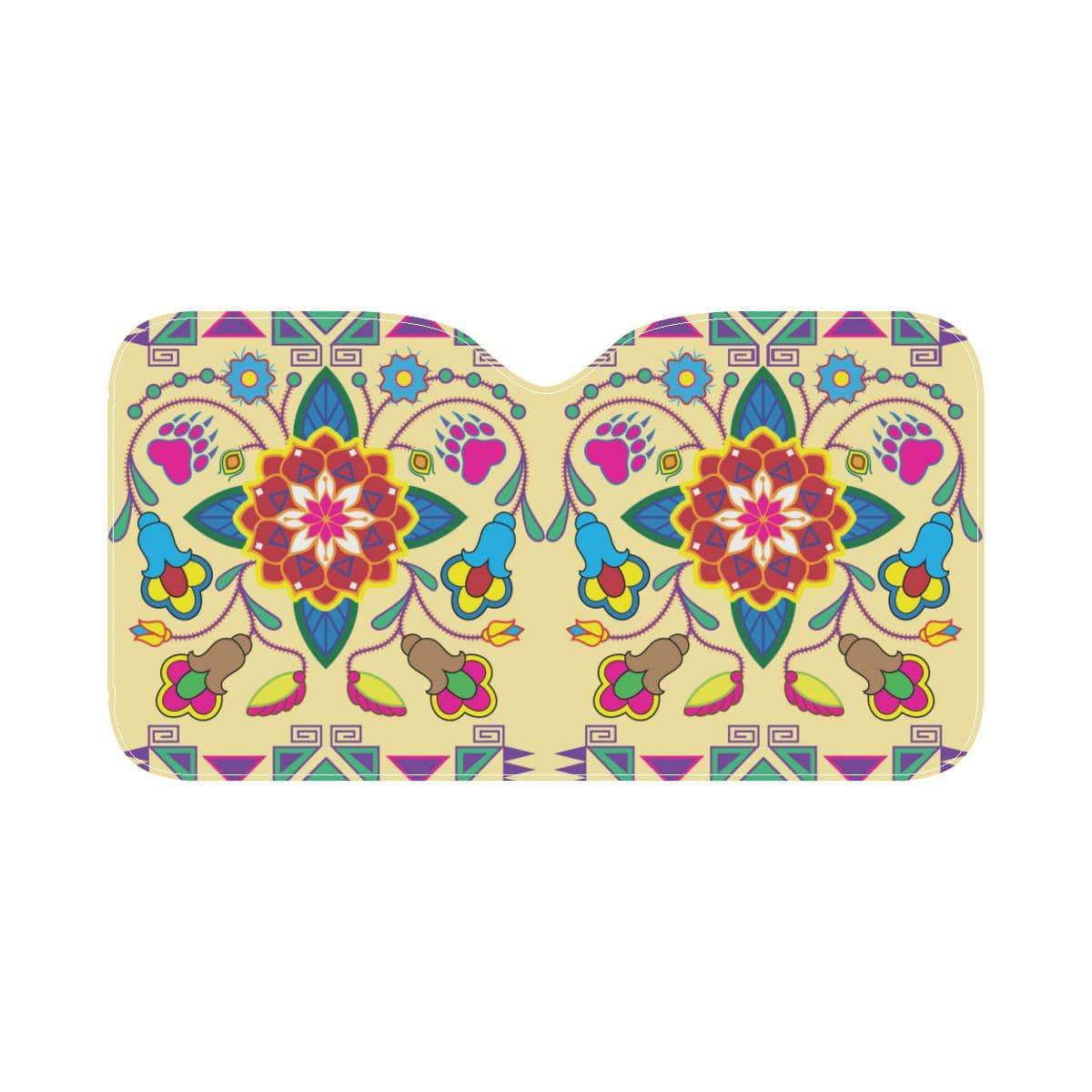 Geometric Floral Winter-Vanilla Car Sun Shade 55"x30" Car Sun Shade e-joyer