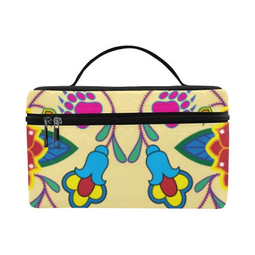 Geometric Floral Winter-Vanilla Cosmetic Bag/Large (Model 1658) Cosmetic Bag e-joyer