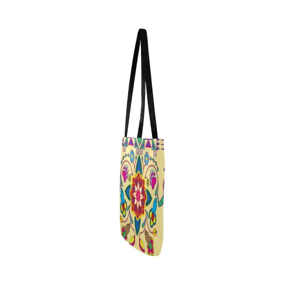 Geometric Floral Winter-Vanilla Reusable Shopping Bag Model 1660 (Two sides) Shopping Tote Bag (1660) e-joyer