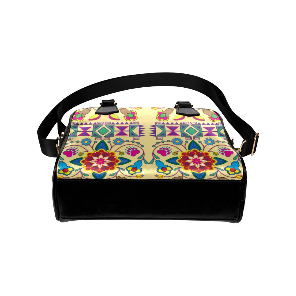 Geometric Floral Winter-Vanilla Shoulder Handbag (Model 1634) Shoulder Handbags (1634) e-joyer