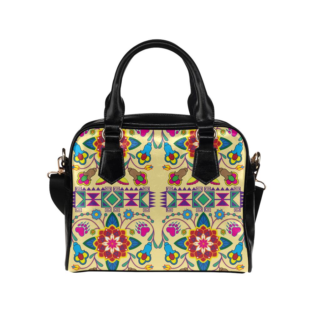 Geometric Floral Winter-Vanilla Shoulder Handbag (Model 1634) Shoulder Handbags (1634) e-joyer