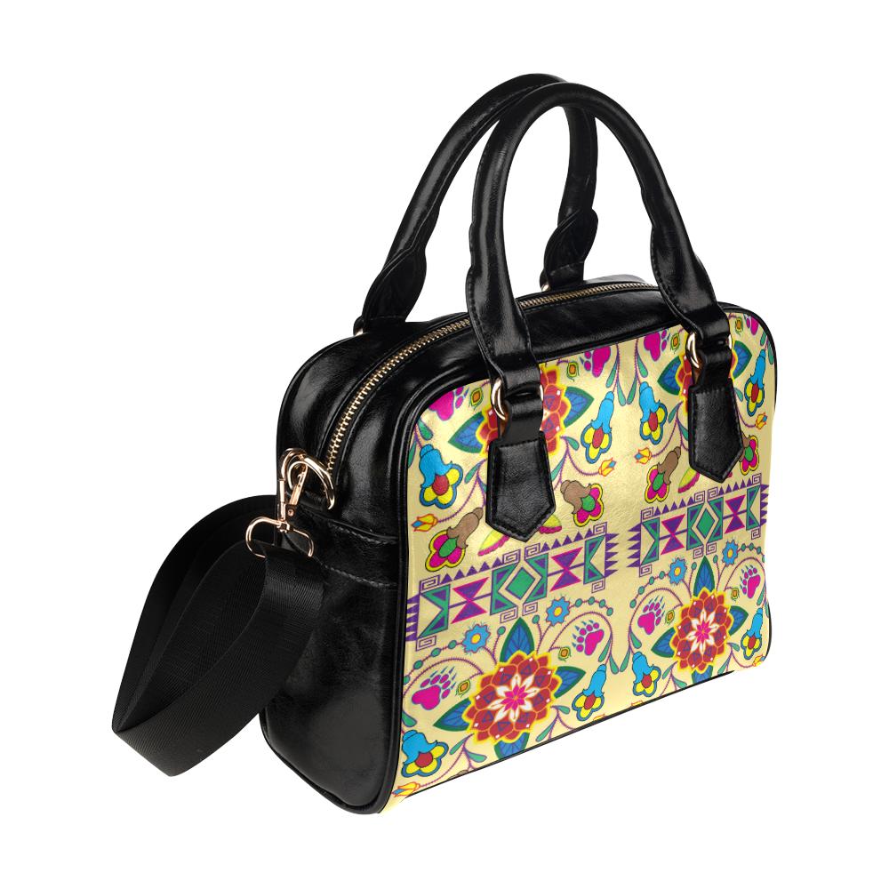 Geometric Floral Winter-Vanilla Shoulder Handbag (Model 1634) Shoulder Handbags (1634) e-joyer
