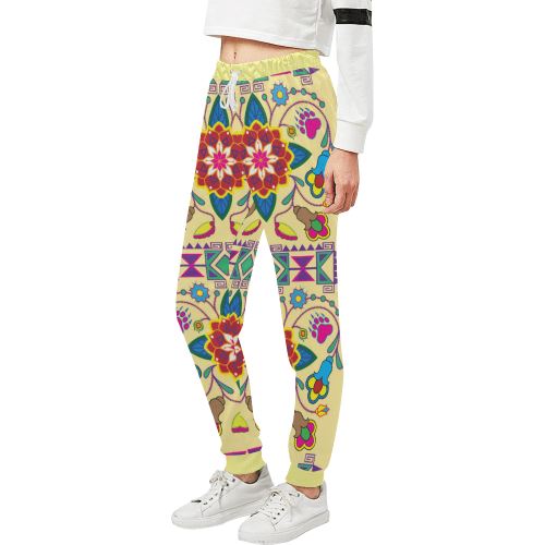Geometric Floral Winter-Vanilla Women's All Over Print Sweatpants (Model L11) Women's All Over Print Sweatpants (L11) e-joyer