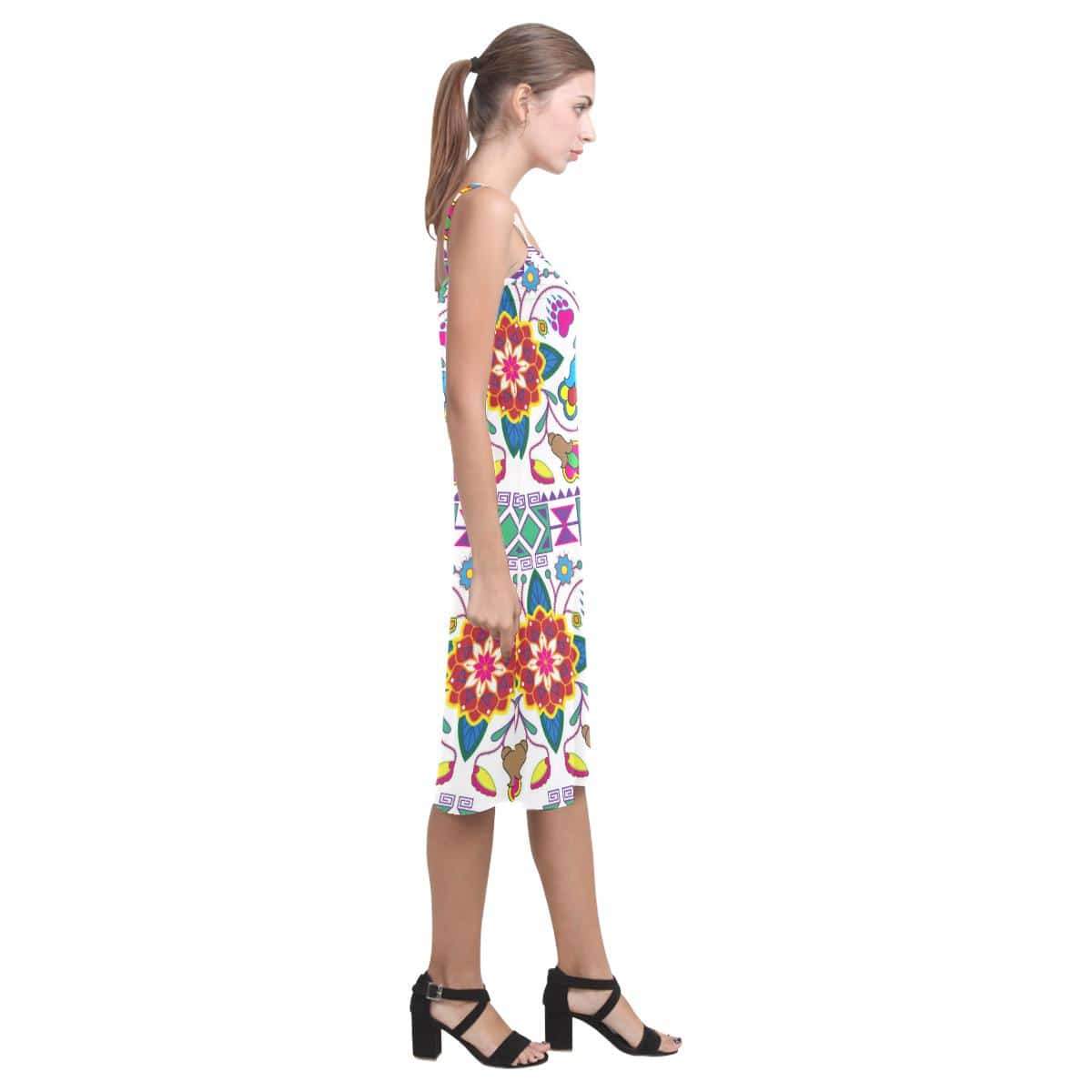 Geometric Floral Winter - White Alcestis Slip Dress (Model D05) Alcestis Slip Dress (D05) e-joyer