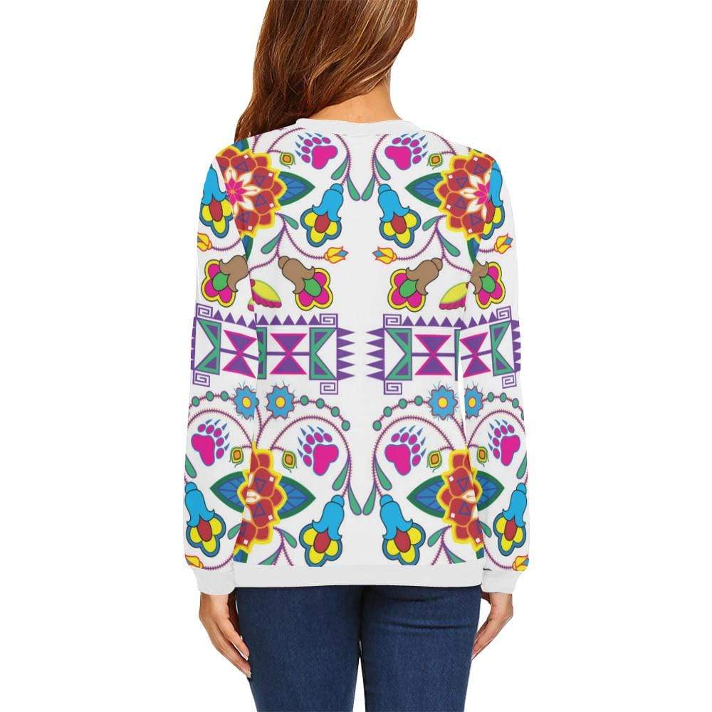 Geometric Floral Winter-White All Over Print Crewneck Sweatshirt for Women (Model H18) Crewneck Sweatshirt for Women (H18) e-joyer