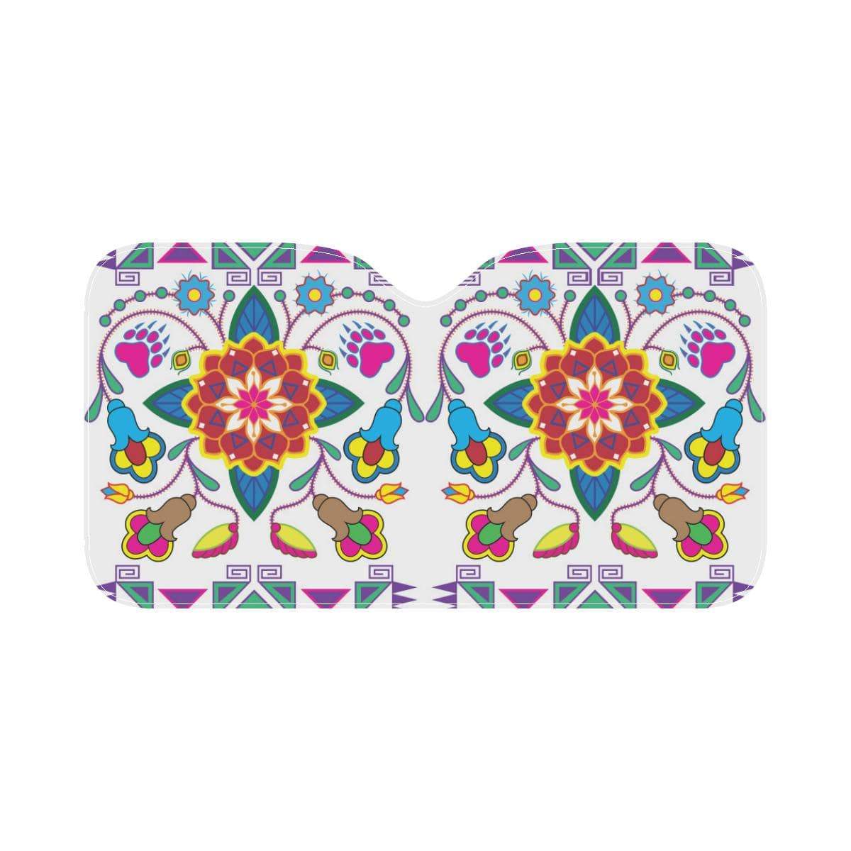 Geometric Floral Winter-White Car Sun Shade 55"x30" Car Sun Shade e-joyer