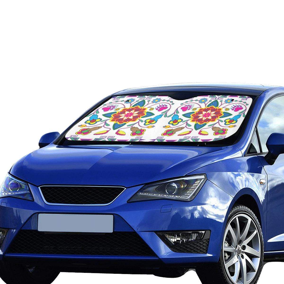 Geometric Floral Winter-White Car Sun Shade 55"x30" Car Sun Shade e-joyer