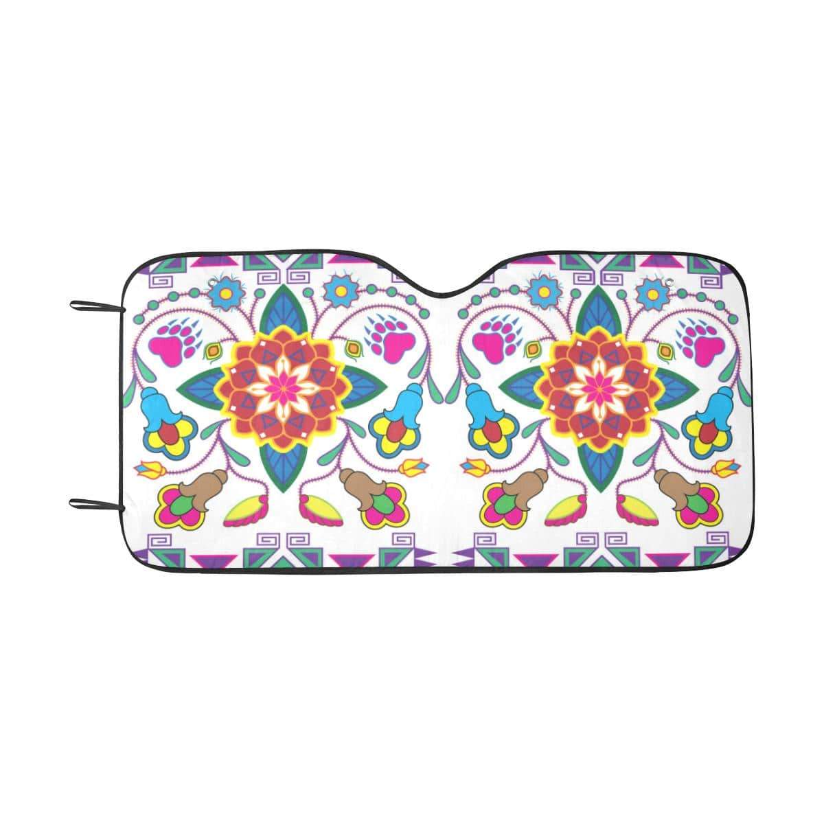 Geometric Floral Winter-White Car Sun Shade 55"x30" Car Sun Shade e-joyer