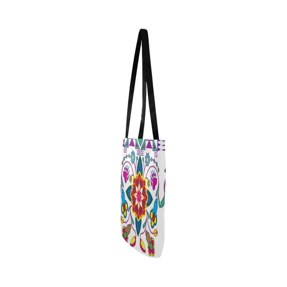Geometric Floral Winter-White Reusable Shopping Bag Model 1660 (Two sides) Shopping Tote Bag (1660) e-joyer