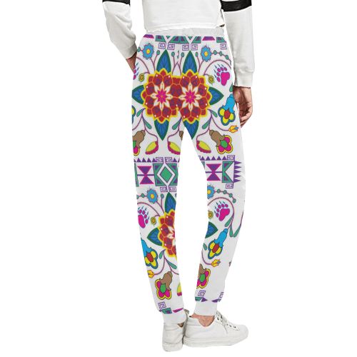 Geometric Floral Winter-White Women's All Over Print Sweatpants (Model L11) Women's All Over Print Sweatpants (L11) e-joyer