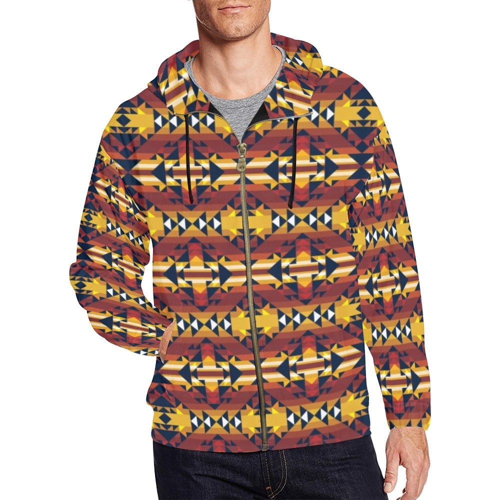 Golden Clouds All Over Print Full Zip Hoodie for Men (Model H14) hoodie e-joyer