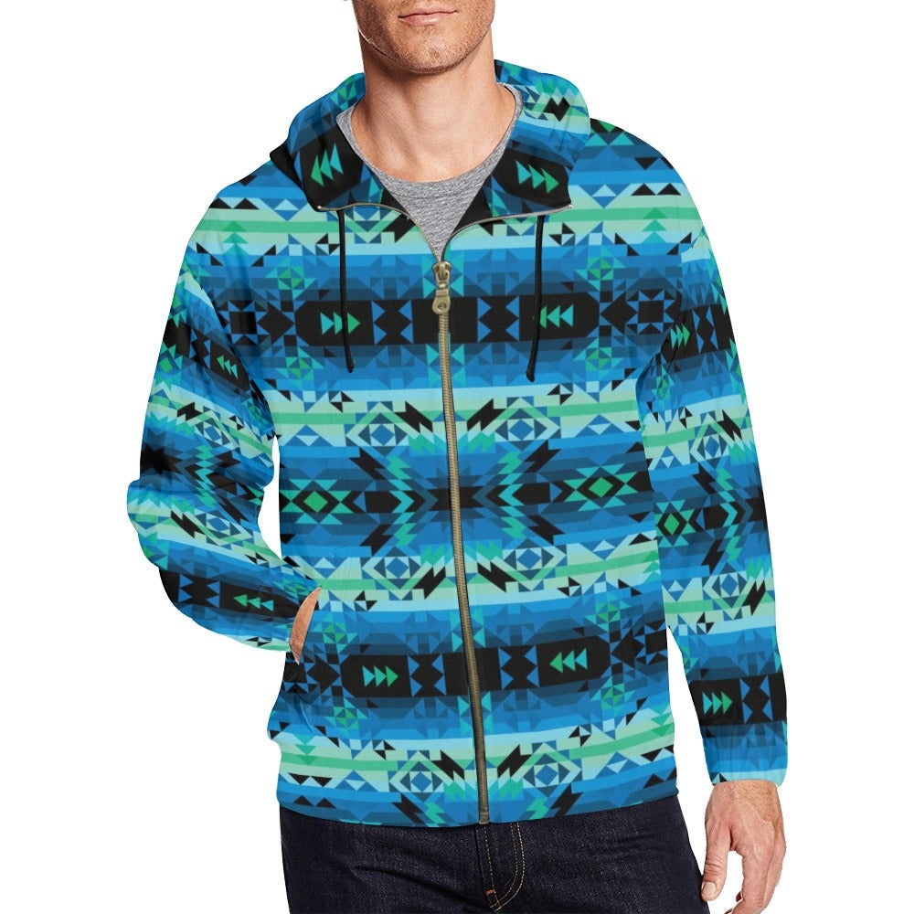 Green Star All Over Print Full Zip Hoodie for Men (Model H14) hoodie e-joyer