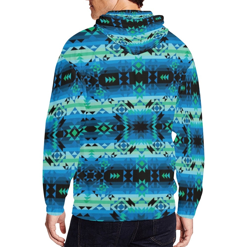 Green Star All Over Print Full Zip Hoodie for Men (Model H14) hoodie e-joyer