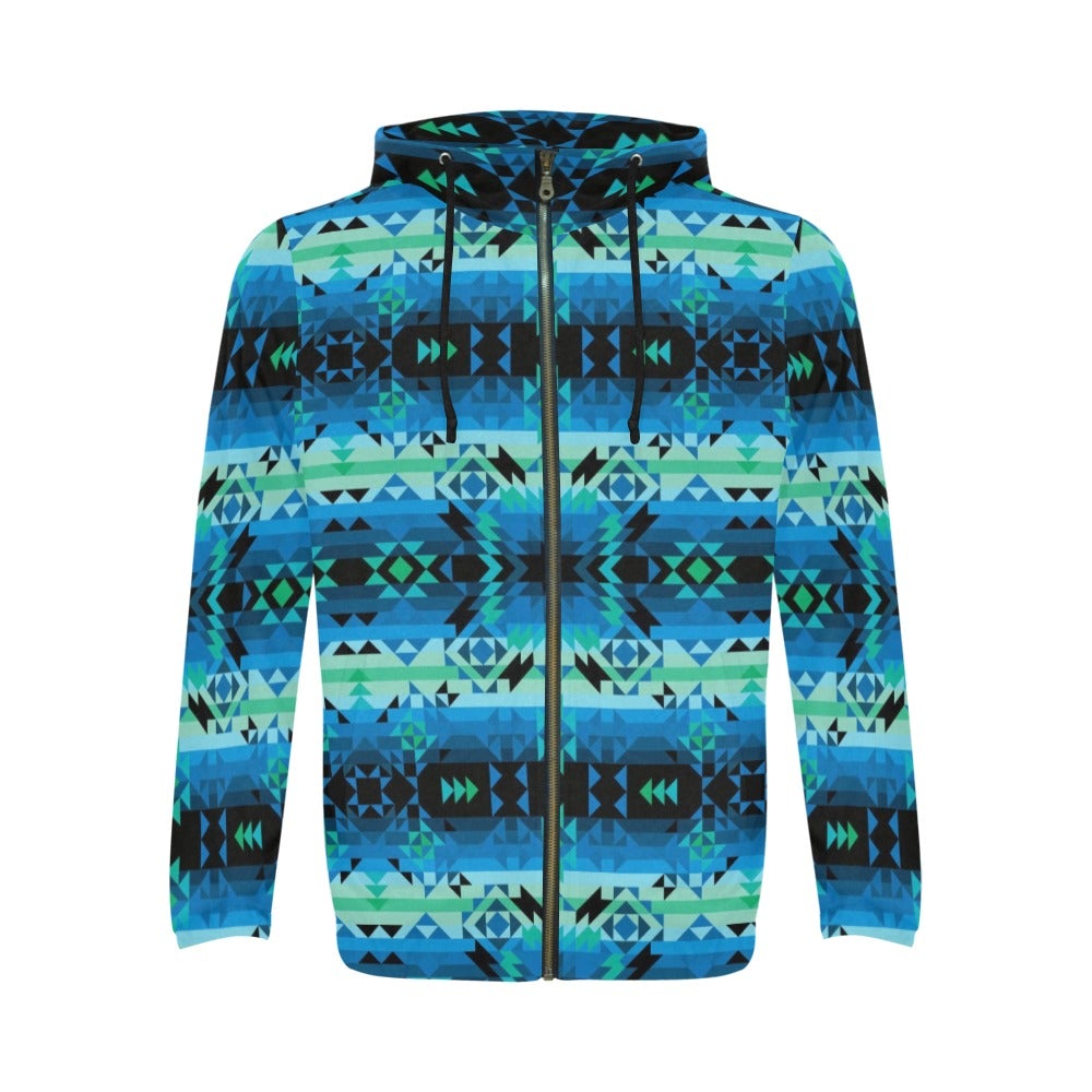 Green Star All Over Print Full Zip Hoodie for Men (Model H14) hoodie e-joyer
