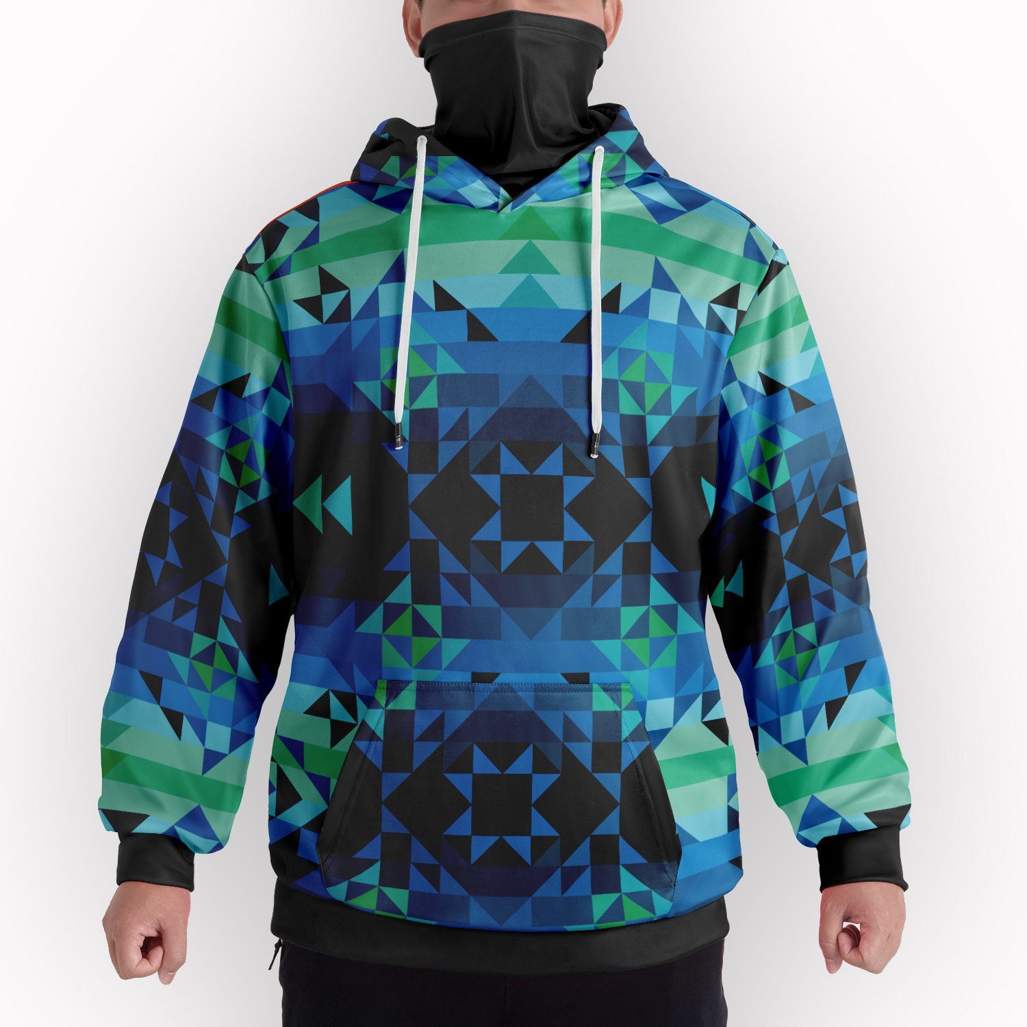 Blue hoodie with green stars sale