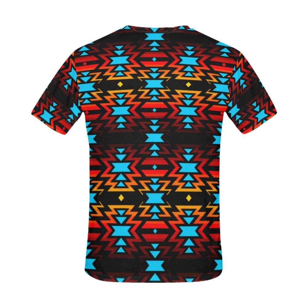 Hoodie Sleeve Black Fire and Sky All Over Print T-Shirt for Men (USA Size) (Model T40) All Over Print T-Shirt for Men e-joyer