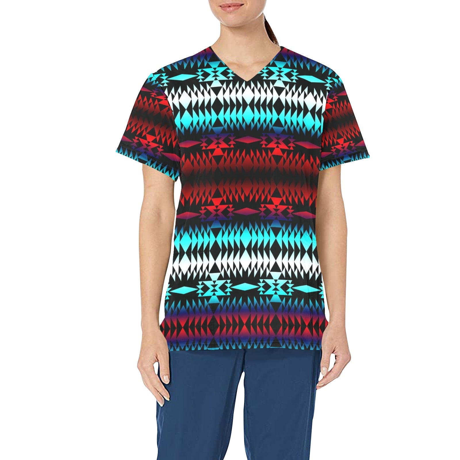 In Between Two Worlds All Over Print Scrub Top Scrub Top e-joyer