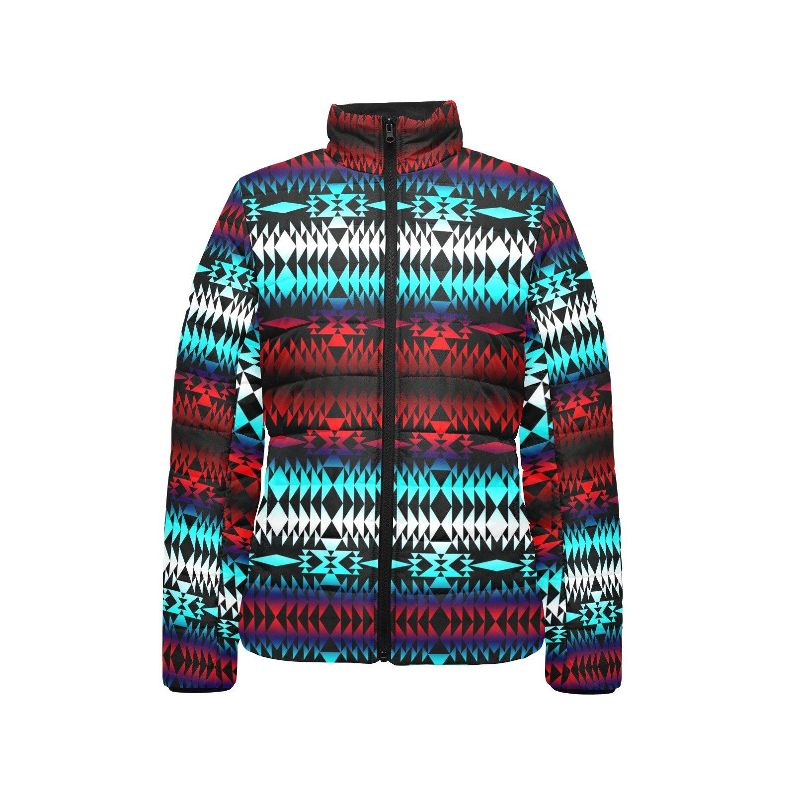 In Between Two Worlds Women's Stand Collar Padded Jacket (Model H41) jacket e-joyer