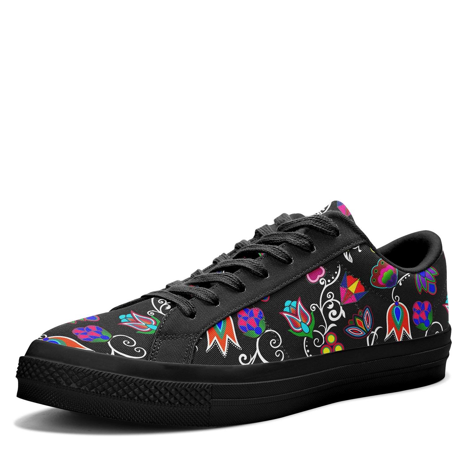 Indigenous Paisley Black Aapisi Low Top Canvas Shoes Black Sole US Women 10 / US Men 8.5 / Eur 42