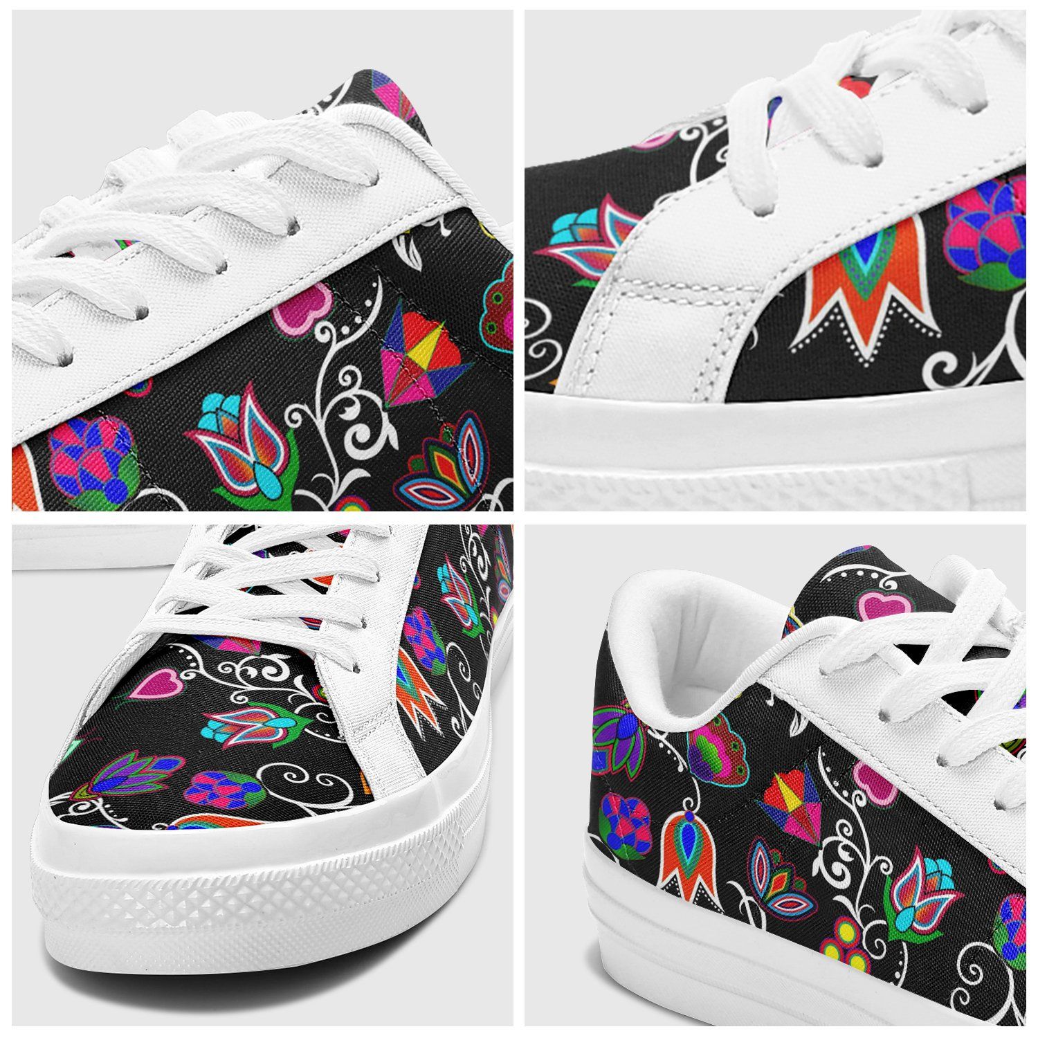 Indigenous Paisley Black Aapisi Low Top Canvas Shoes White Sole 49 Dzine