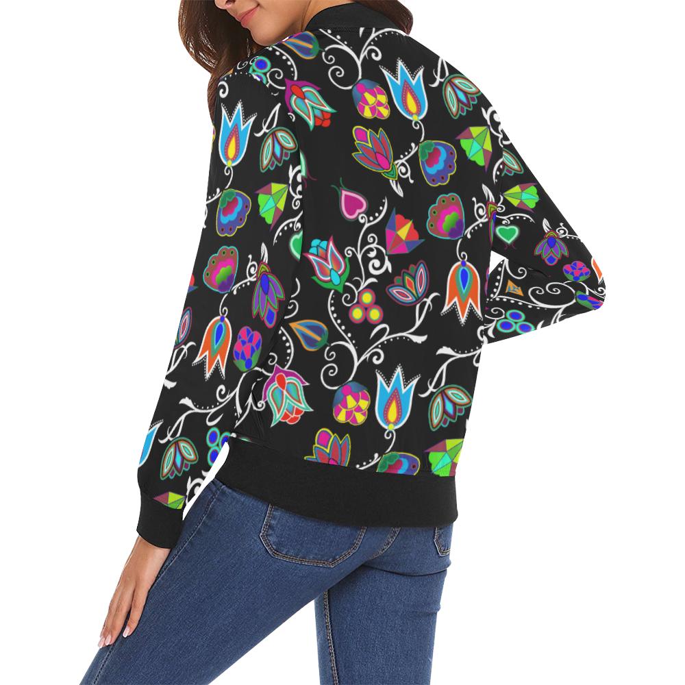 Indigenous Paisley Black All Over Print Bomber Jacket for Women (Model H19) All Over Print Bomber Jacket for Women (H19) e-joyer