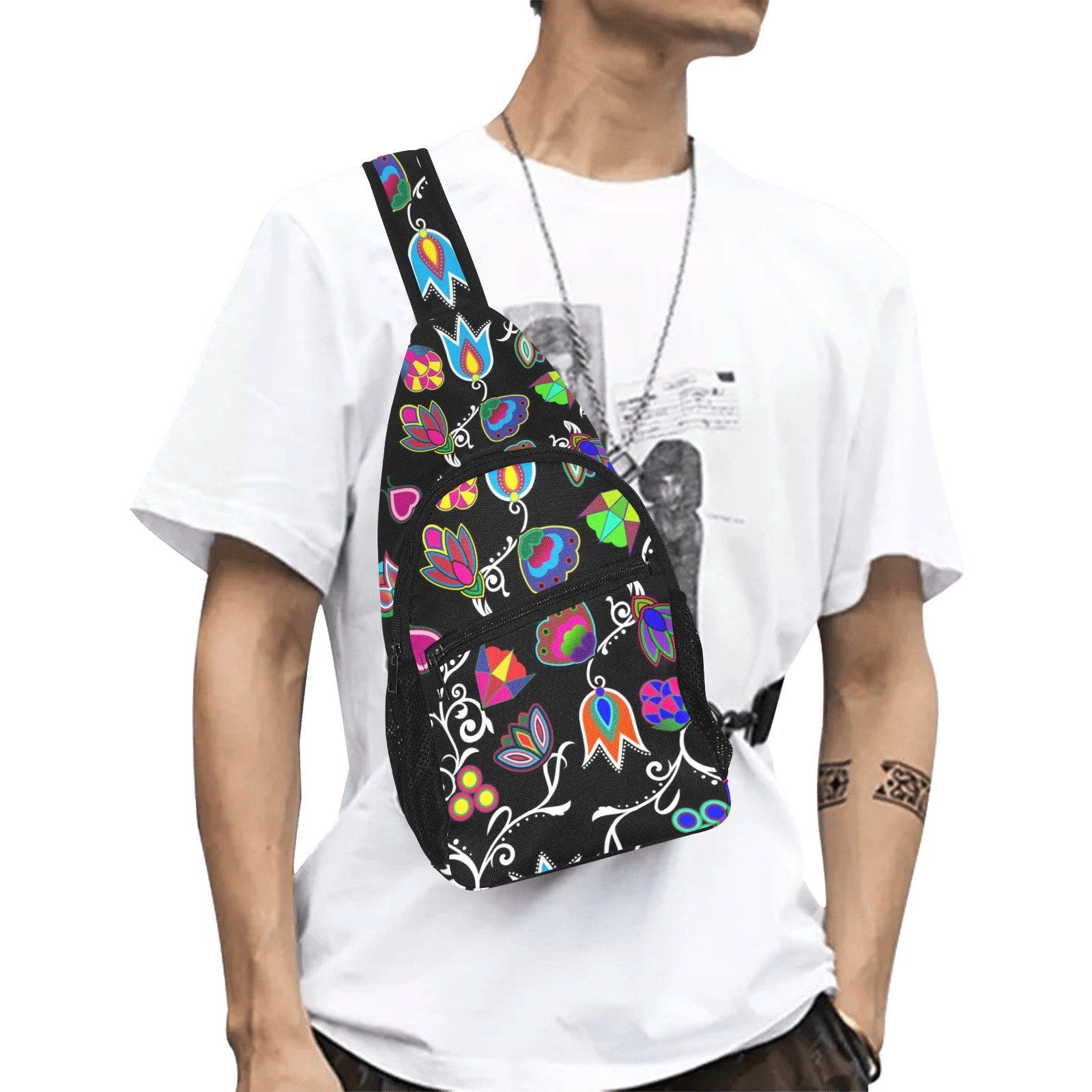 Indigenous Paisley Black All Over Print Chest Bag (Model 1719) All Over Print Chest Bag (1719) e-joyer 