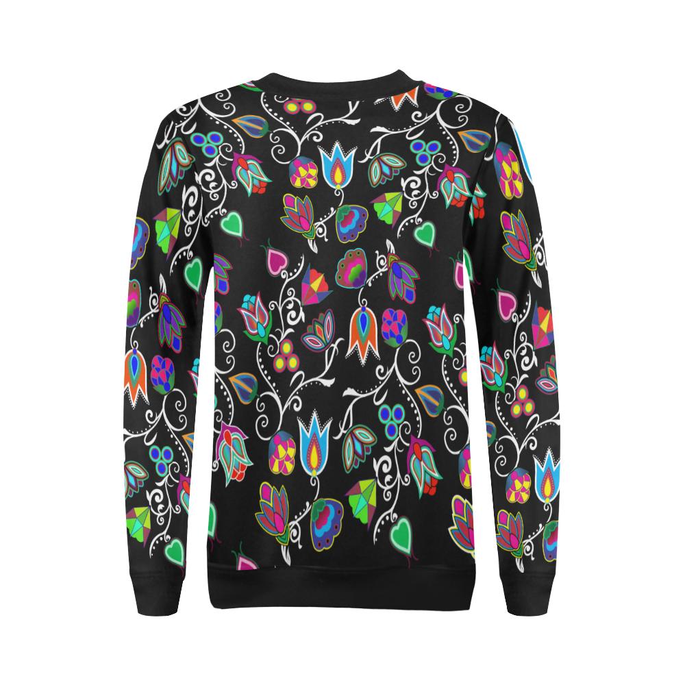 Indigenous Paisley Black All Over Print Crewneck Sweatshirt for Women (Model H18) Crewneck Sweatshirt for Women (H18) e-joyer