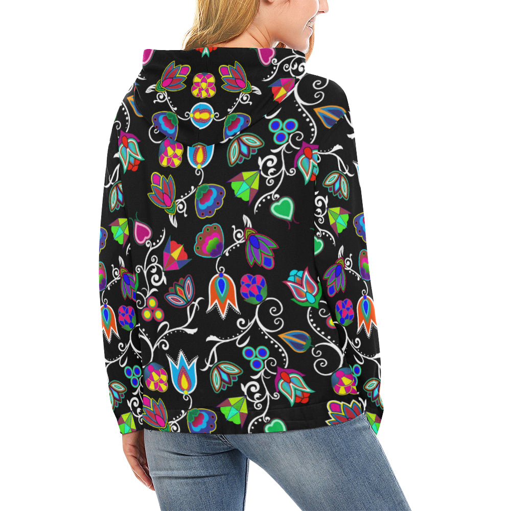 Indigenous Paisley - Black All Over Print Hoodie for Women (USA Size) (Model H13) Hoodie e-joyer